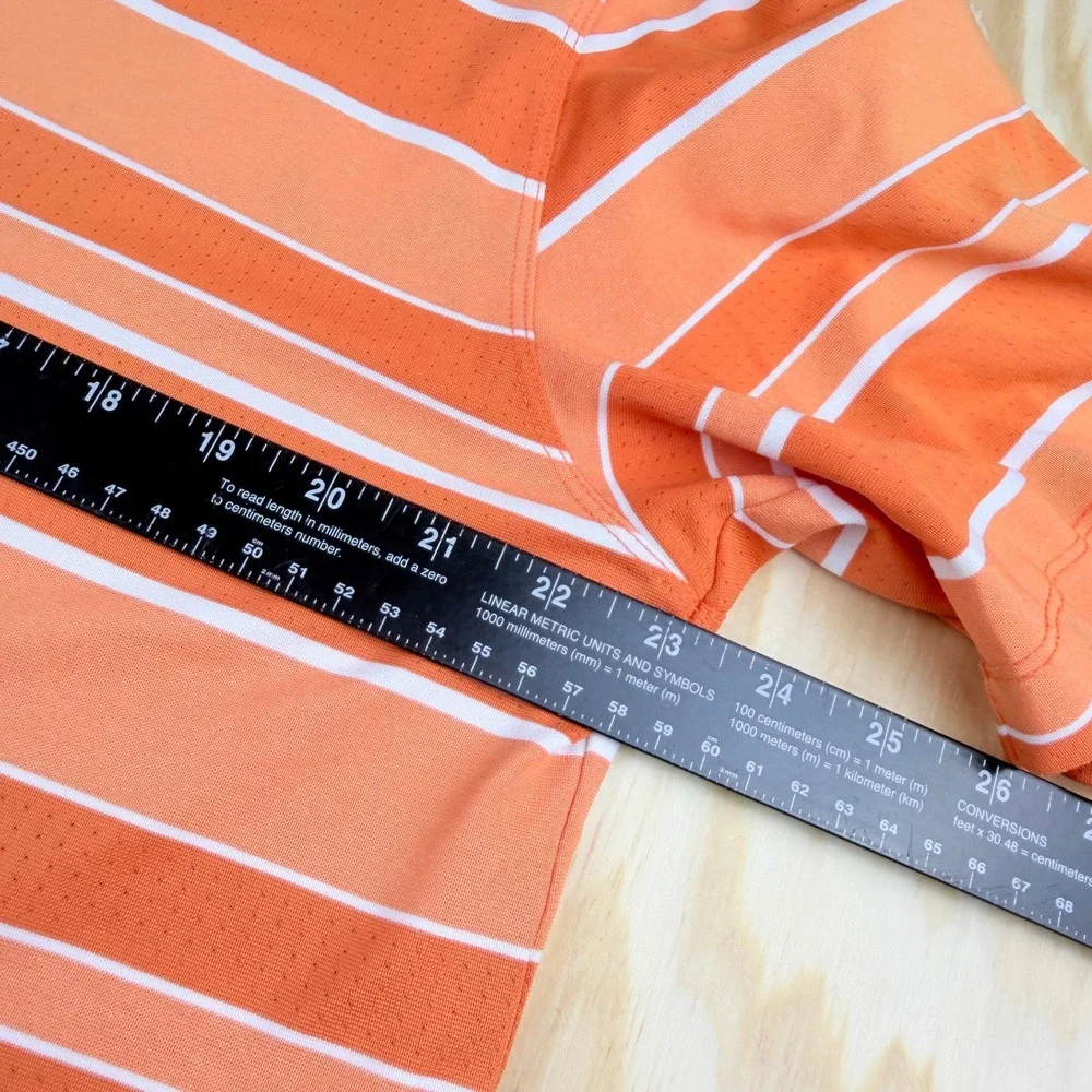 Nike Golf‎ Tour Performance Dri-FIT Polo Shirt Mens XL Orange White Striped XL